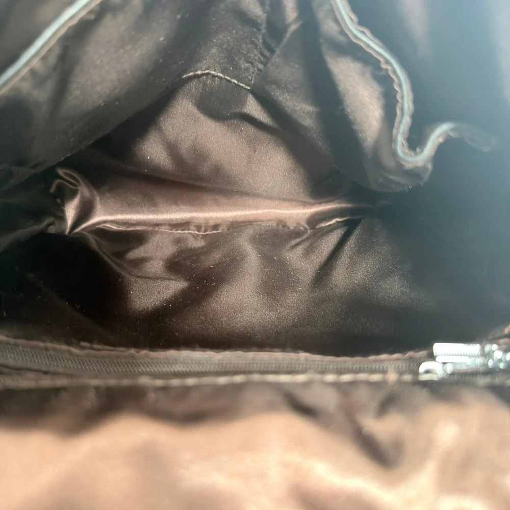Heshe Leather Convertible Backpack Tote Black Pebbled Shoulder Bag